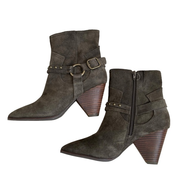 Lucky Brand Women’s Majoko Suede Mid-calf Harness Boots Size 7.5 Dark Moss Green - Picture 6 of 9